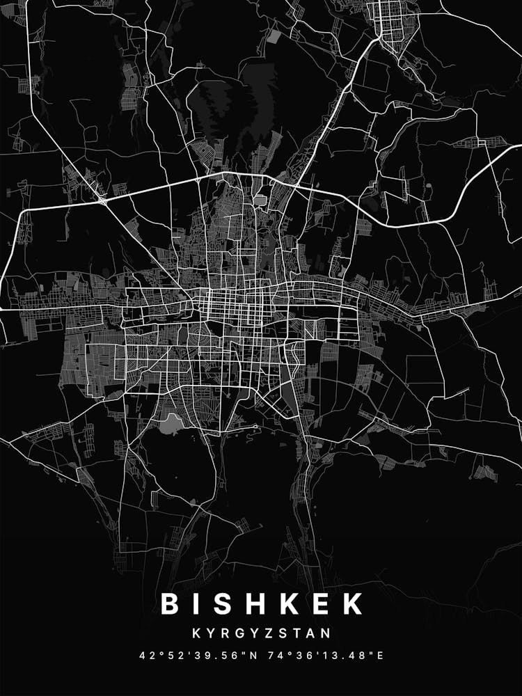 Bishkek Kyrgyzstan Black Map
