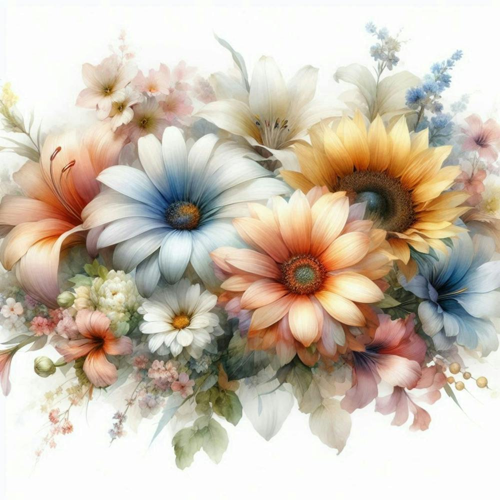 Summer Floral Dream A Delicate Watercolor Of Blooming Flowers