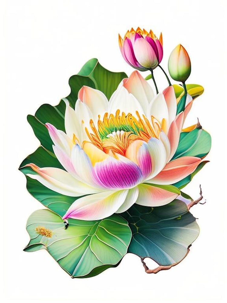 Lotus Flower In Garden Decoupage 5