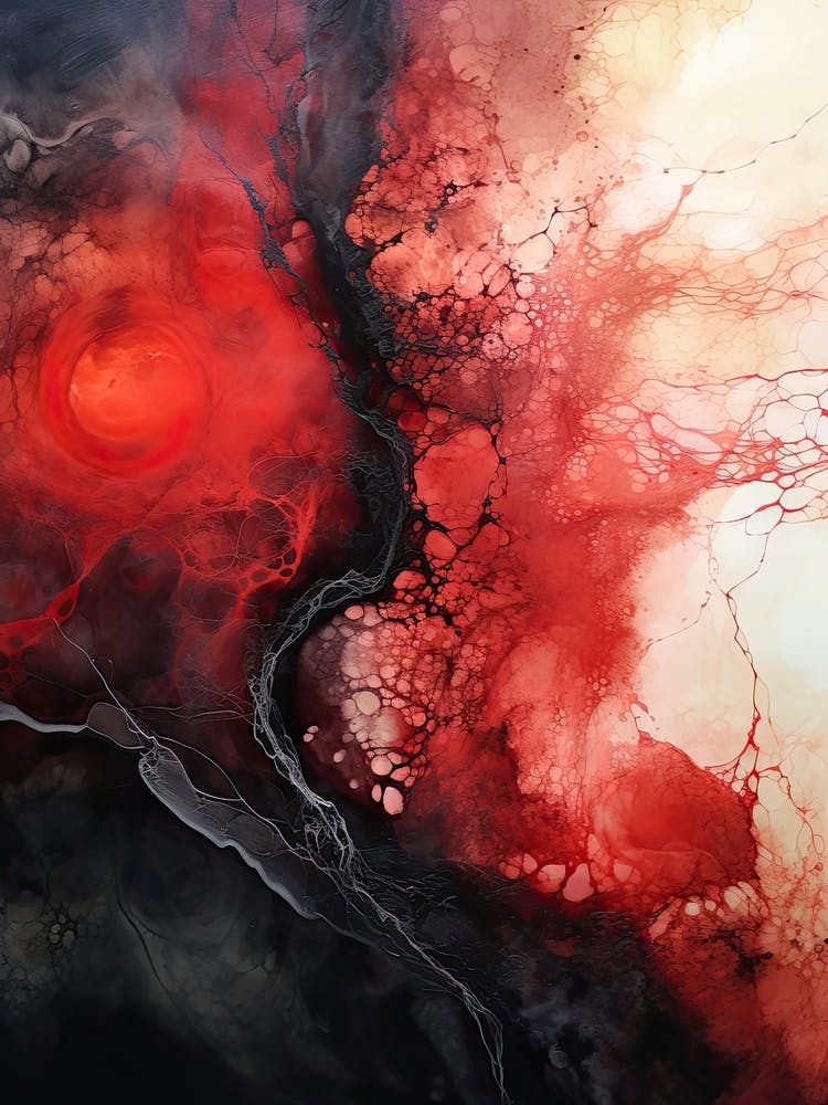Red And Black Flow Asbtract Painting 0