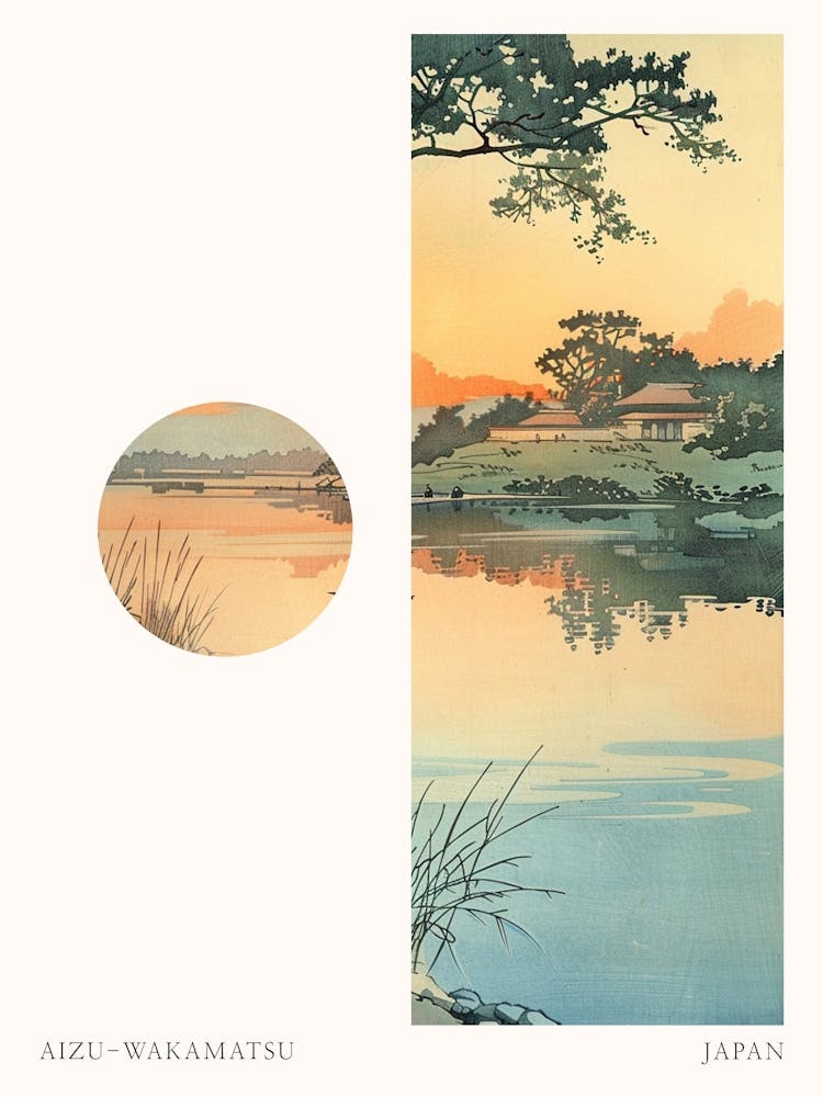 Aizu Wakamatsu Japan 1 Ausgeschnittenes Reiseposter