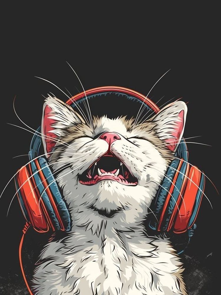 Cat Listening To Music 1