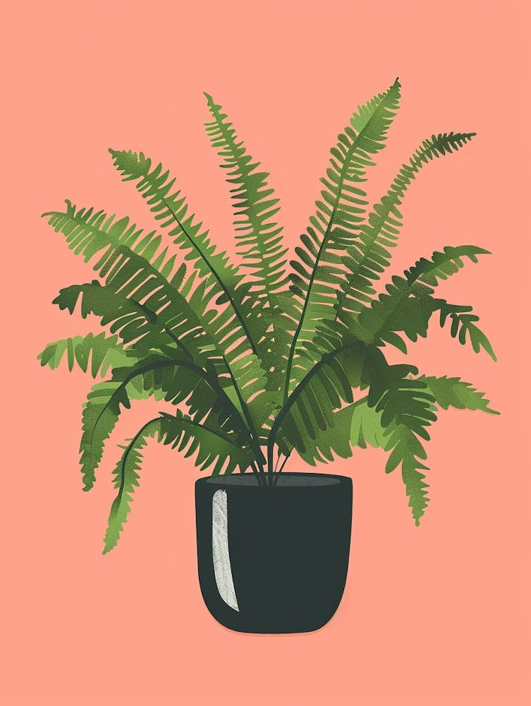 Boston Fern Plant Minimalist Illustration 3