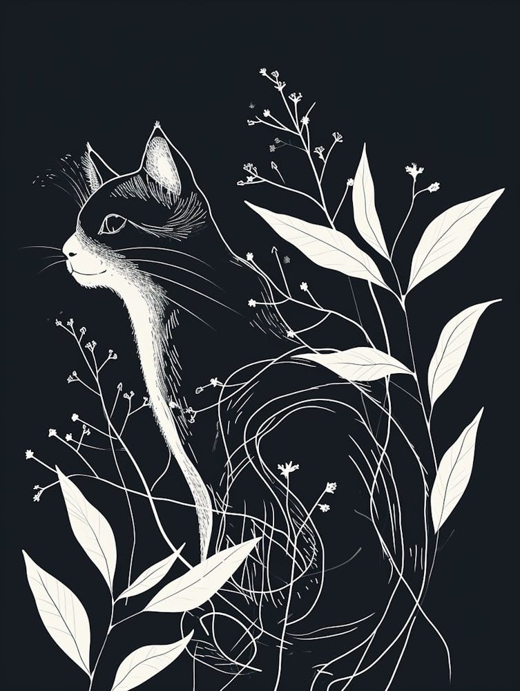 Snowshoe Cat Minimalist Illustration 3
