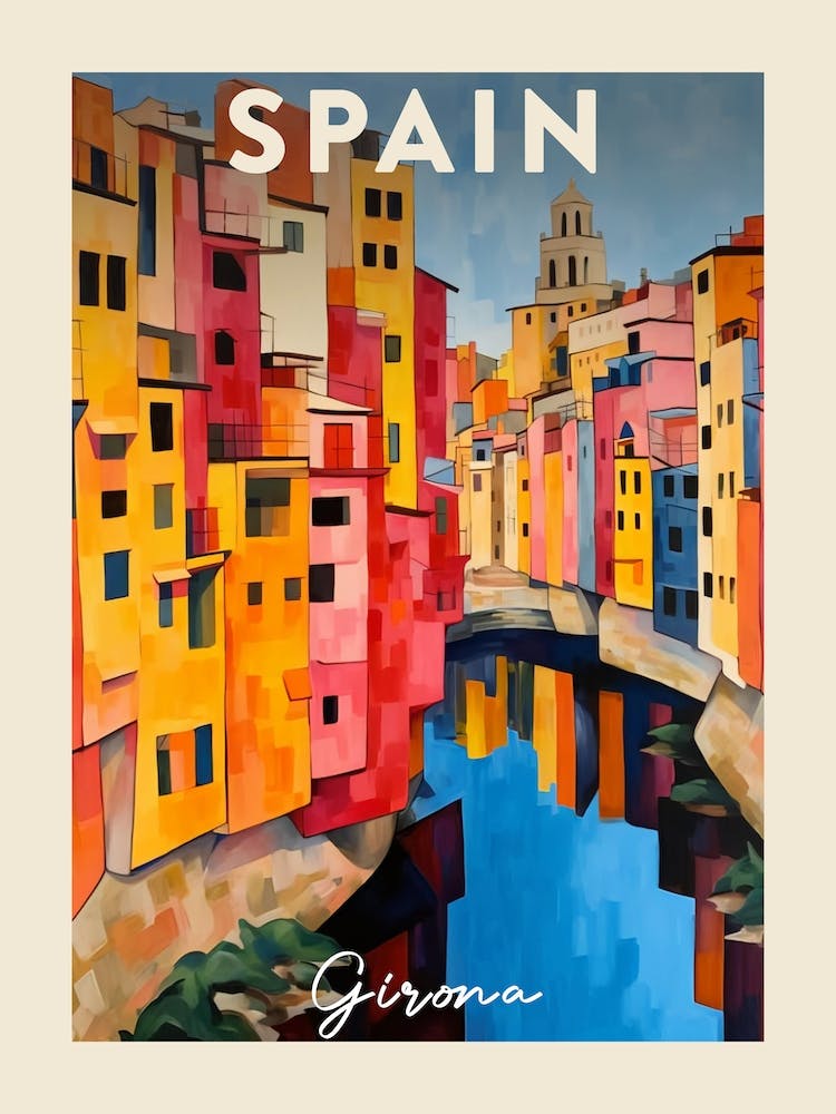 Girona Spanien 4 Fauvistisches Gemälde Reiseposter