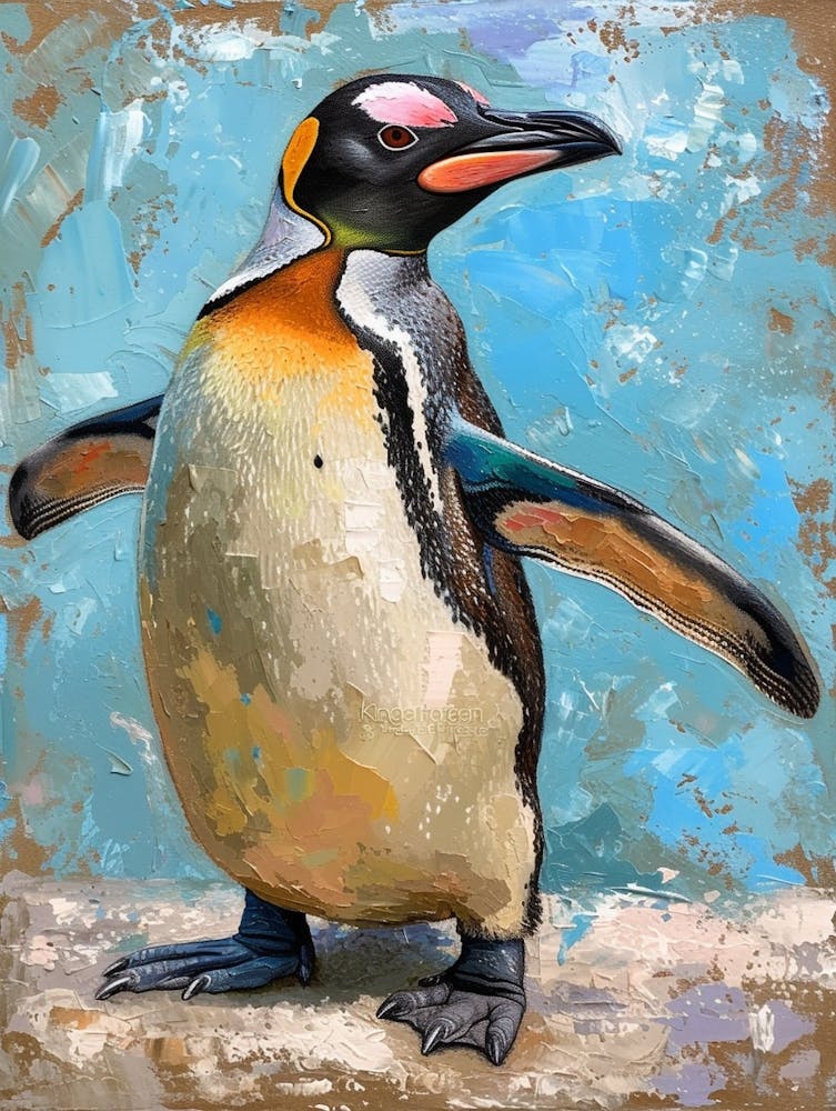 Galapagos Penguin King George Island Colour Block Painting 2