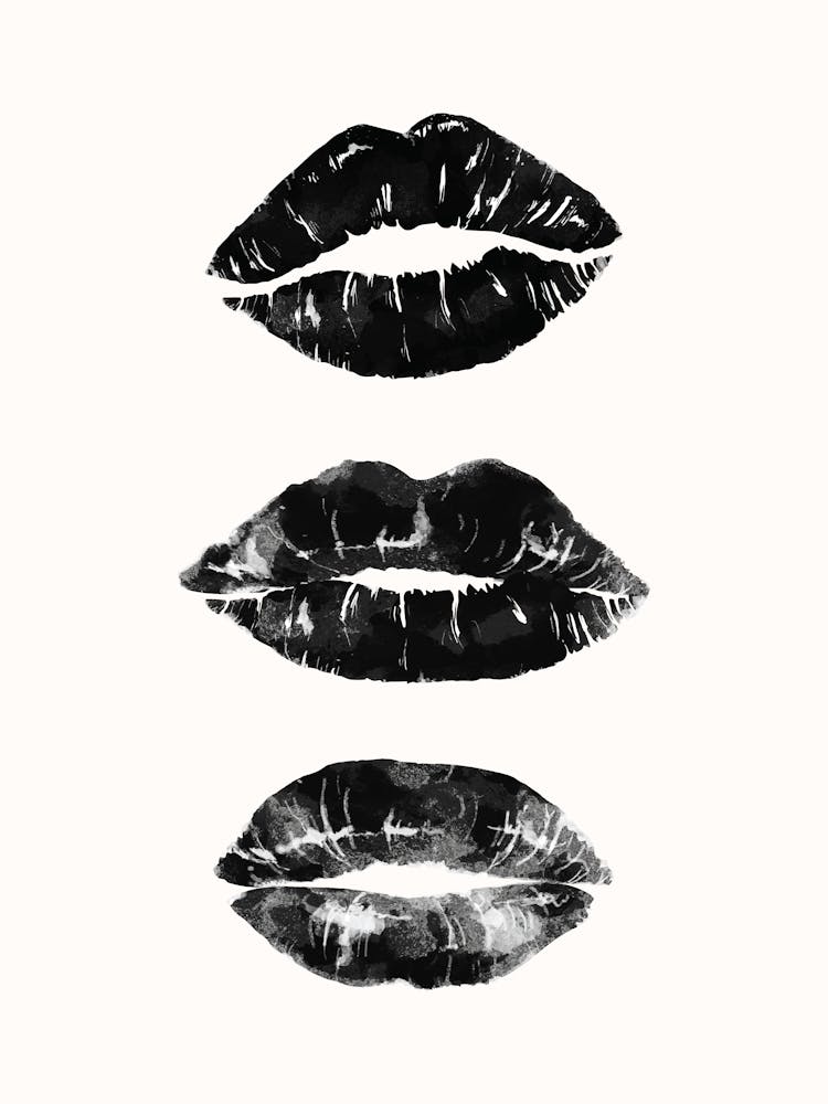 Lipstick Kiss Black Poster