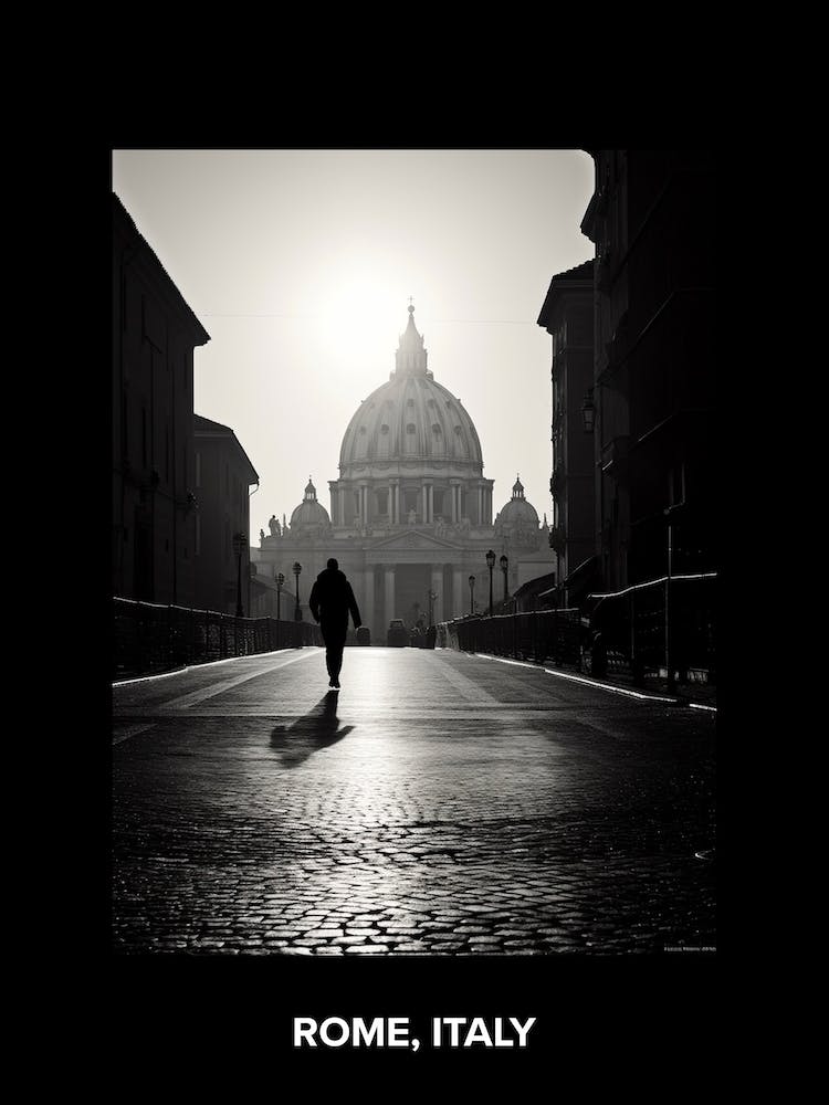 Poster Of Rome, Italy, Mediterranean Black And White Photography Analogue 4