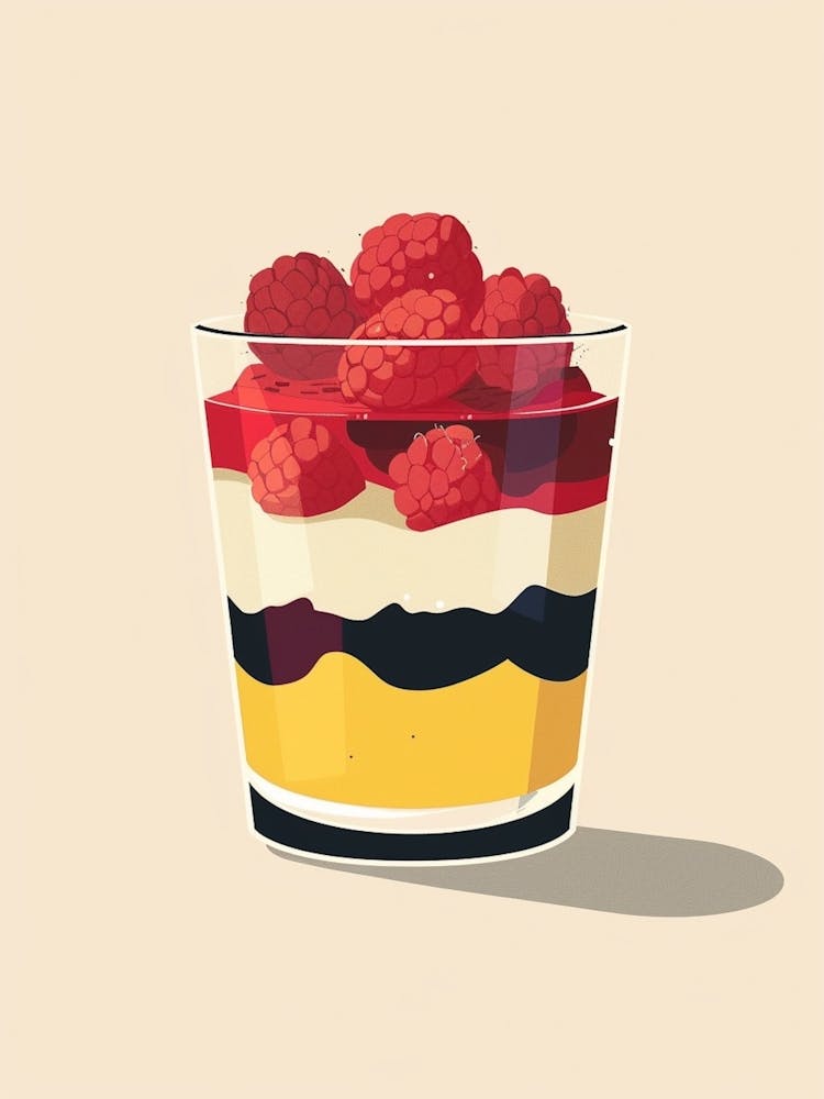 Jelly Trifle Dessert Minimal Line Drawing
