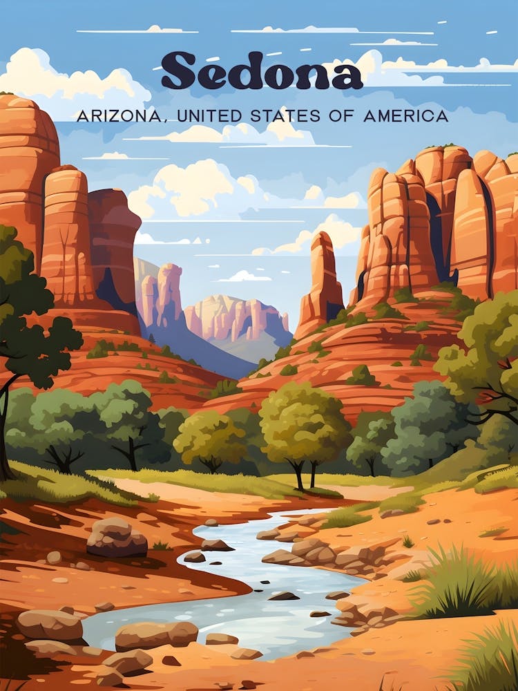 Sedona Arizona USA Mountain Travel Illustration