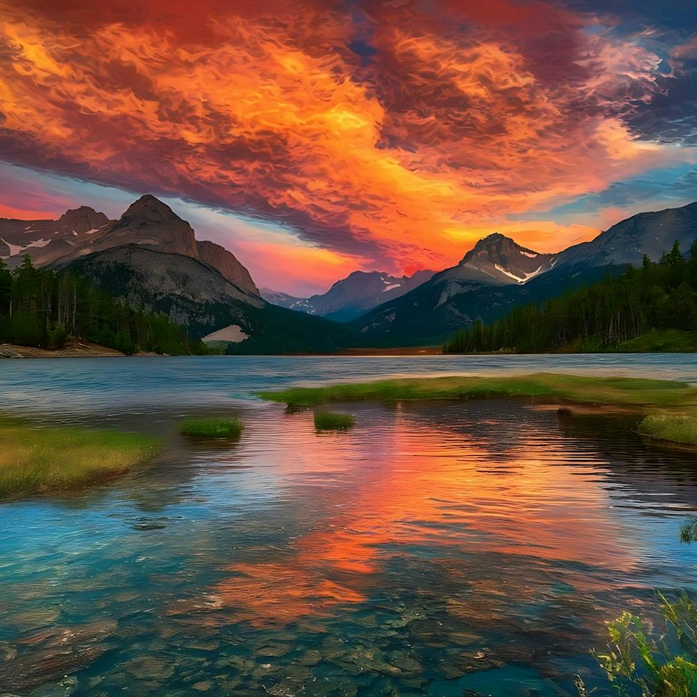 Sunset Over Glacier Lake