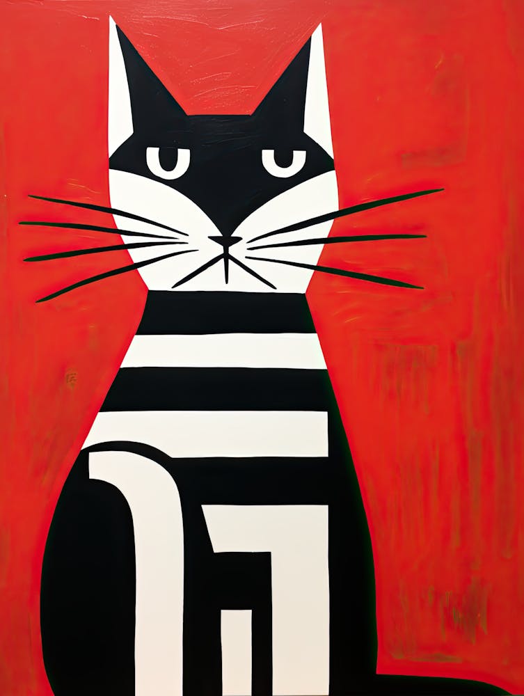 Abstracted Cat-titude: Minimalist Cubism in Feline Art