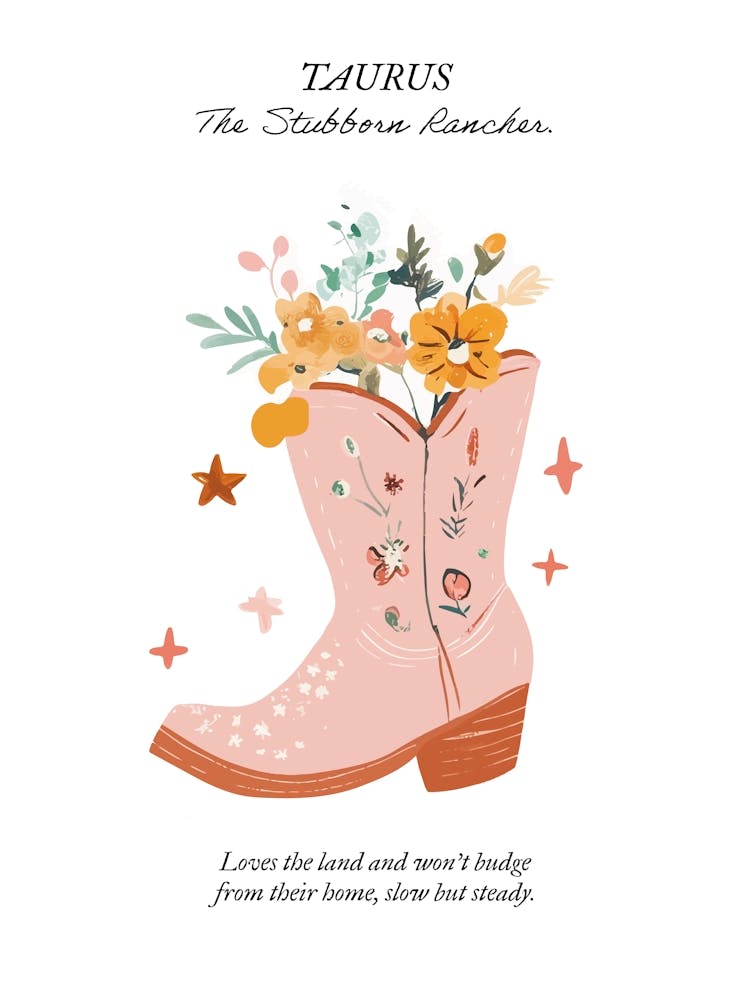 Taurus Cowboy Boots Zodiac Preppy Western Cowgirl
