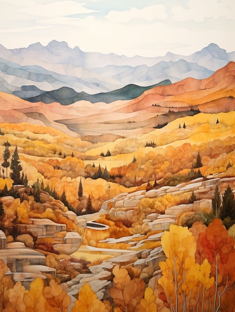 Autumn National Park Painting Sierra Nevada National Park Spain 1