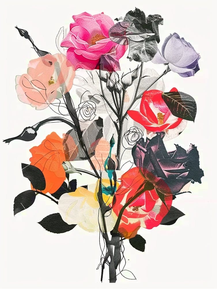 Rose 6 Collage Flower Bouquet