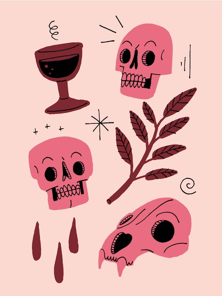 Skulls And Wine Red