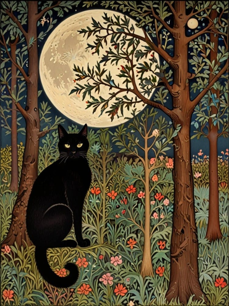 William Morris Black Cat In The Forest 36