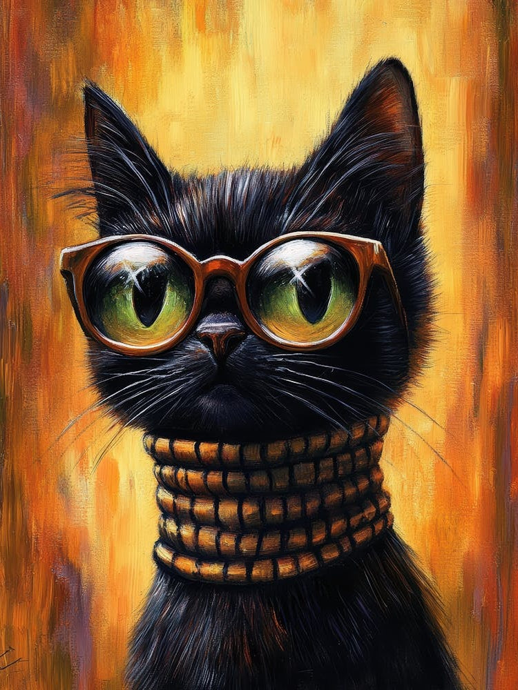 Black Cat With Glasses 2