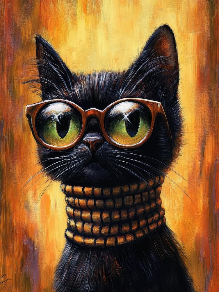 Black Cat With Glasses 2