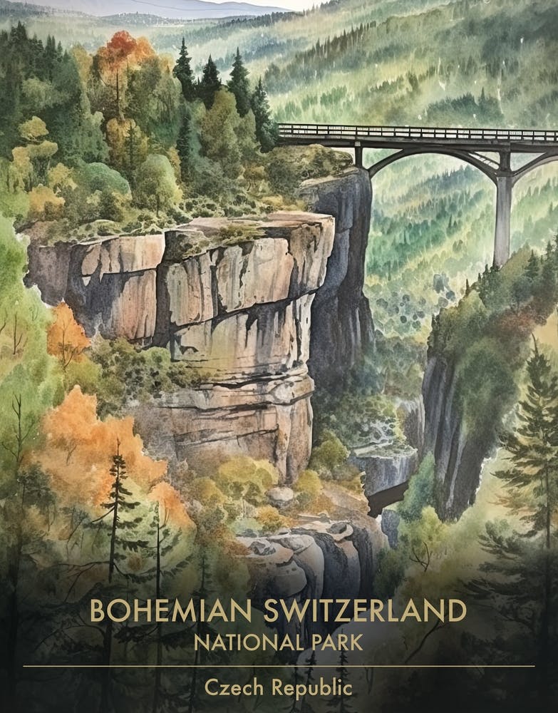 Bohemian Switzerland National Park Czech Republic Watercolour 4