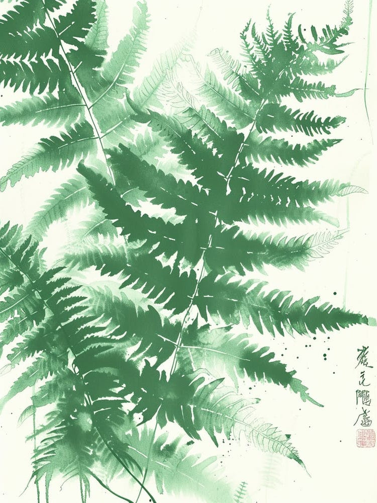 Green Ink Painting Of A Giant Chain Fern 3