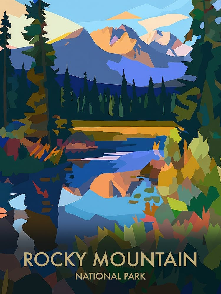 Rocky Mountain National Park Matisse Style Vintage Travel Poster 2