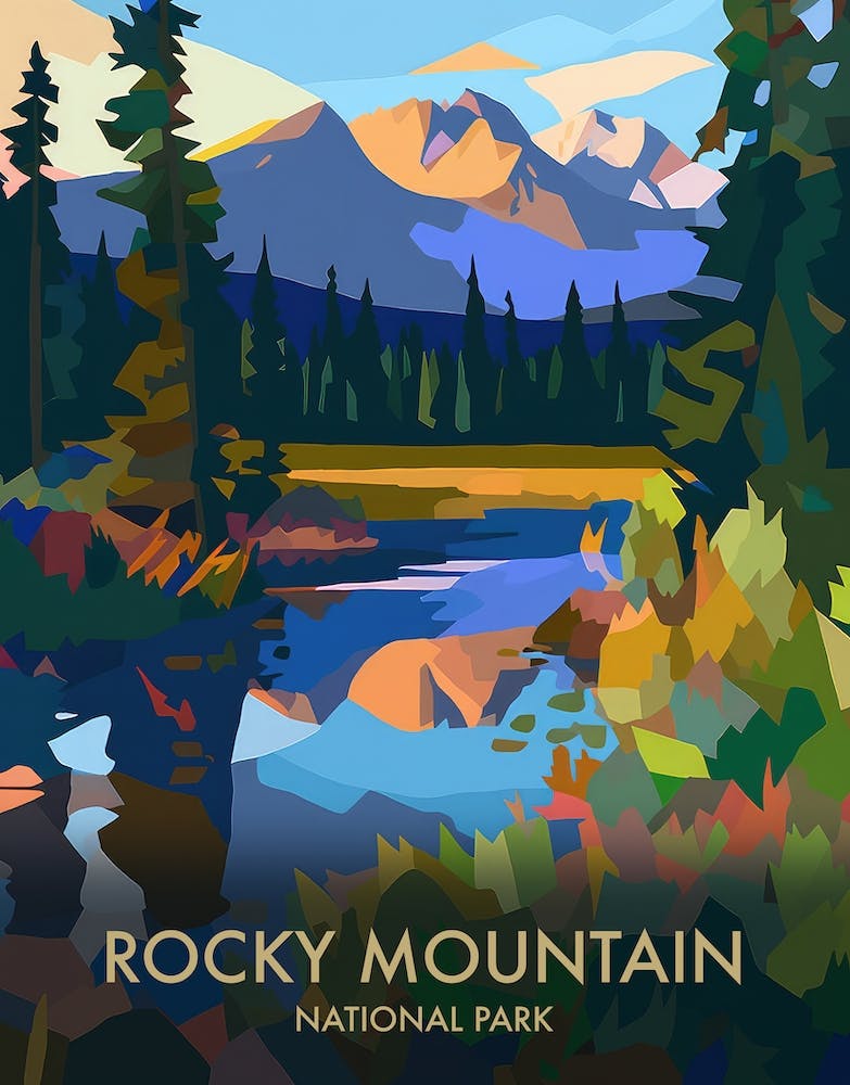 Rocky Mountain National Park Matisse Style Vintage Travel Poster 2