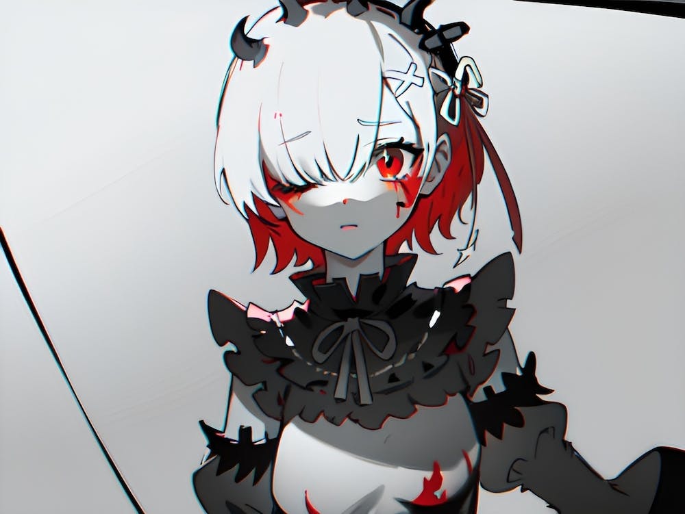 Black And White Demonic Anime Girl
