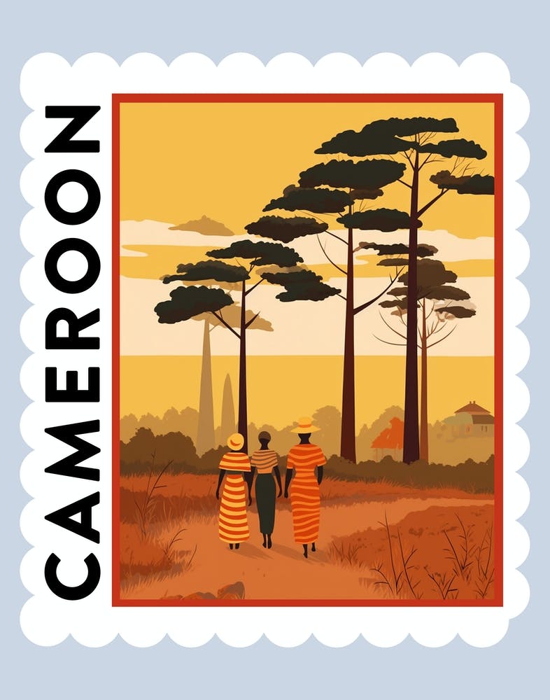 Cameroon 2 Travel Stamp Poster
