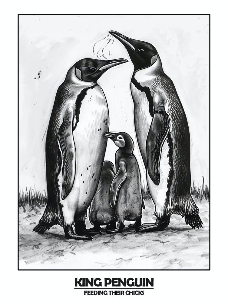Pinguin füttert seine Küken Poster 6