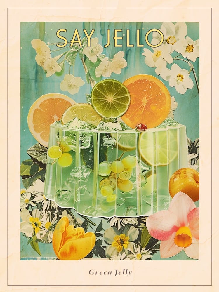 Green Jelly Retro Collage 1 Poster