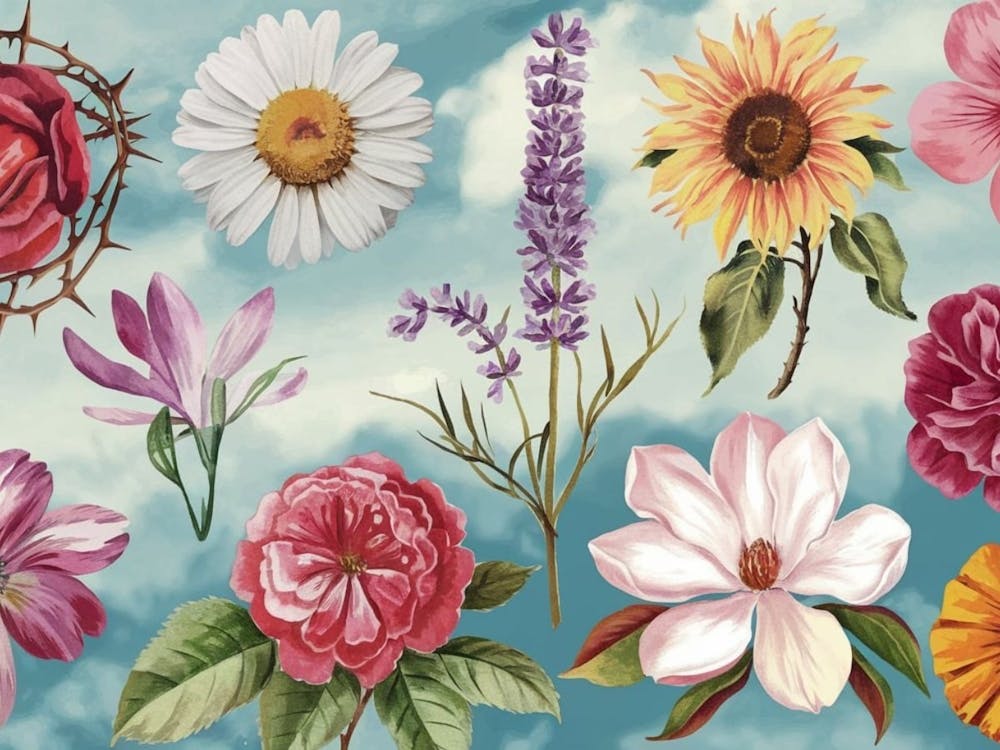 Flowers On A Blue Sky