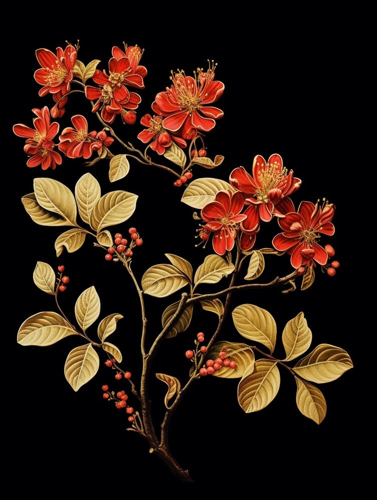 Chinesische Zaubernuss 2 William Morris Stil Winterblumen