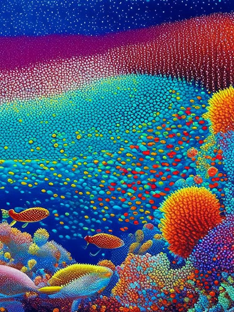 The Great Barrier Reef Australia Pointillism Style Tropical Destination