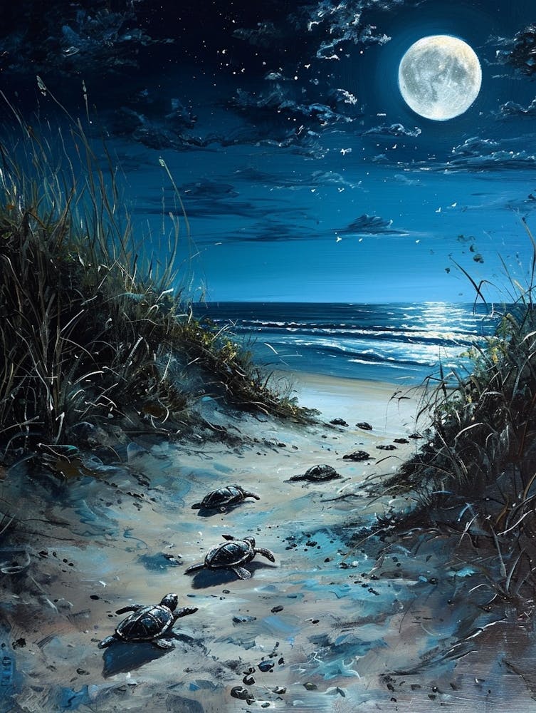 Sea Turtles In The Moonlight 3