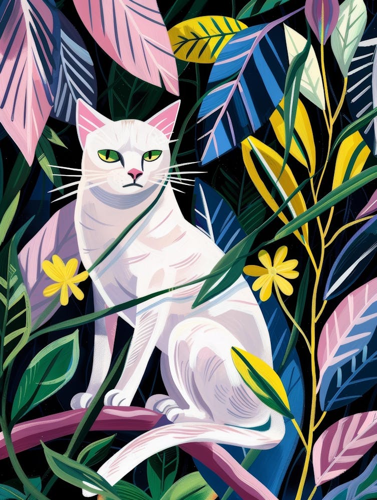 White Cat In The Jungle