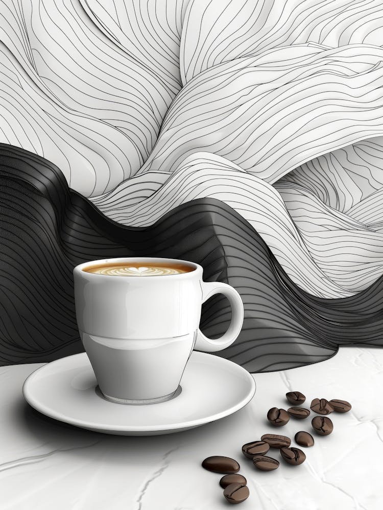 Coffee Cup With Coffee Beans 1