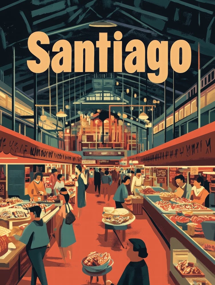 Aihrgdesign A 1970s Inspired Travel Poster For Santiago 1