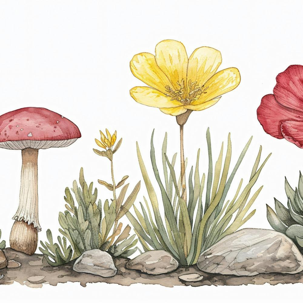 Wildflowers And Mushrooms