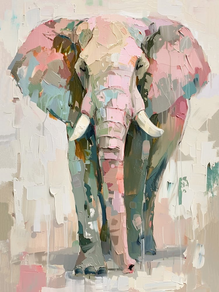 Elephant, Pink Pastel Colors, Safari Art, Preppy Aesthetic, Trendy, Animal