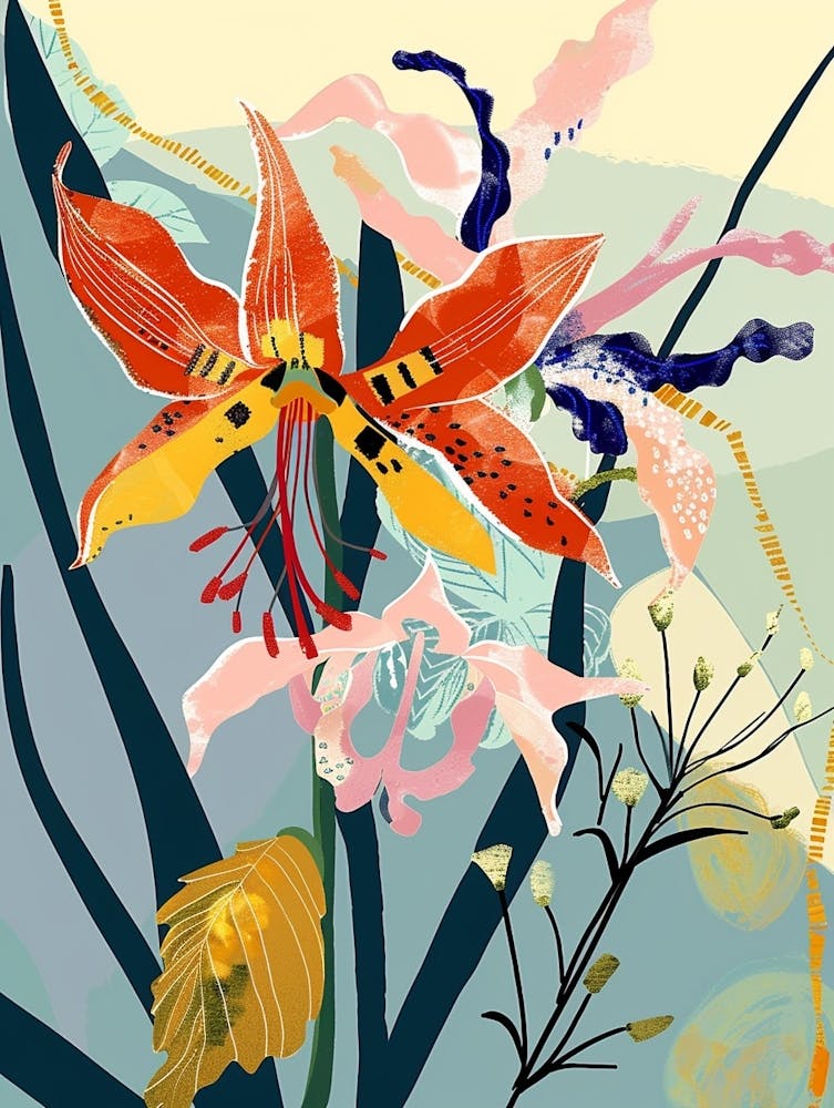 Colourful Flower Illustration Columbine 2