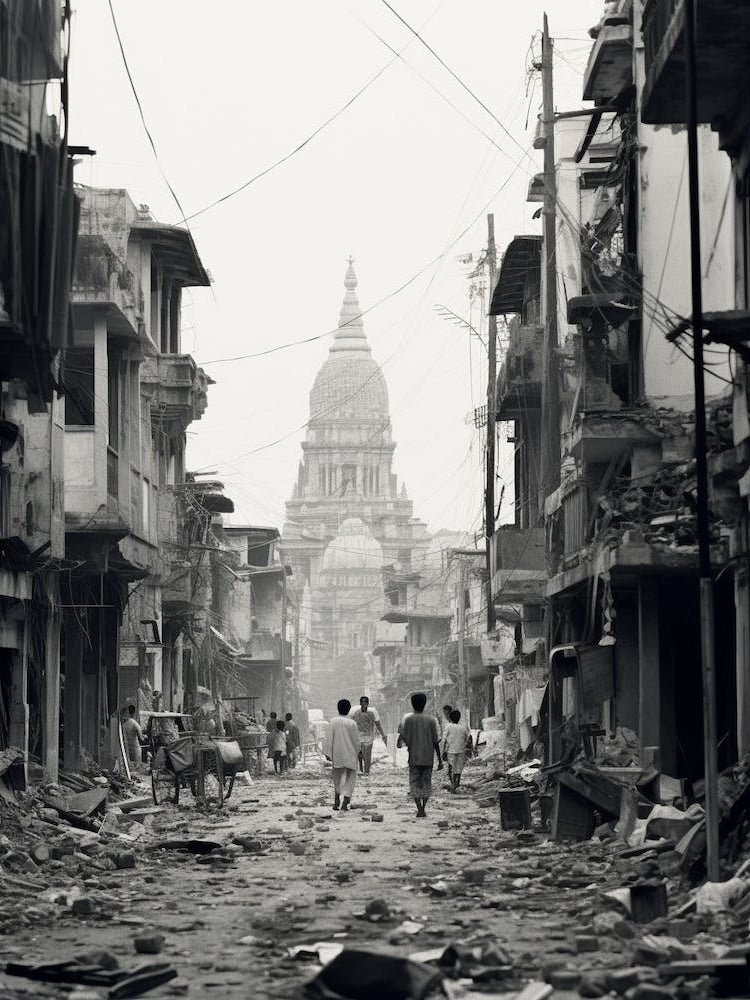 Yangon, Myanmar, Black And White Old Photo 1