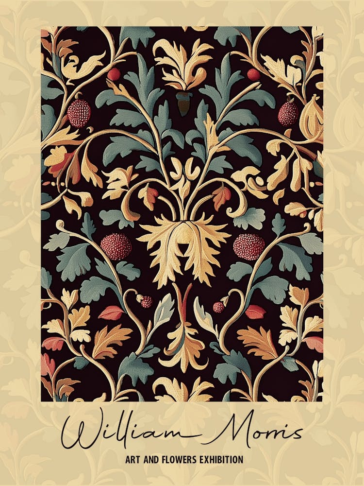 William Morris Artprint, Beautiful Flowers Pattern, Modern Colores, Typografie Style