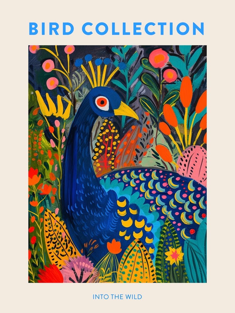 Peacock & The Leaves Painting 1 Poster