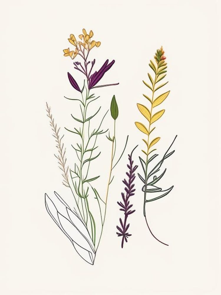 Eyebright Spices And Herbs Minimal Line Drawing 1
