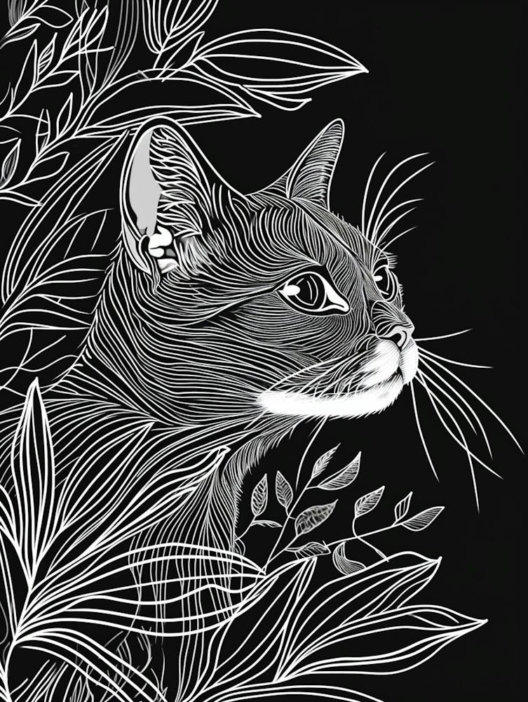 Colorpoint Shorthair Cat Minimalist Illustration 4