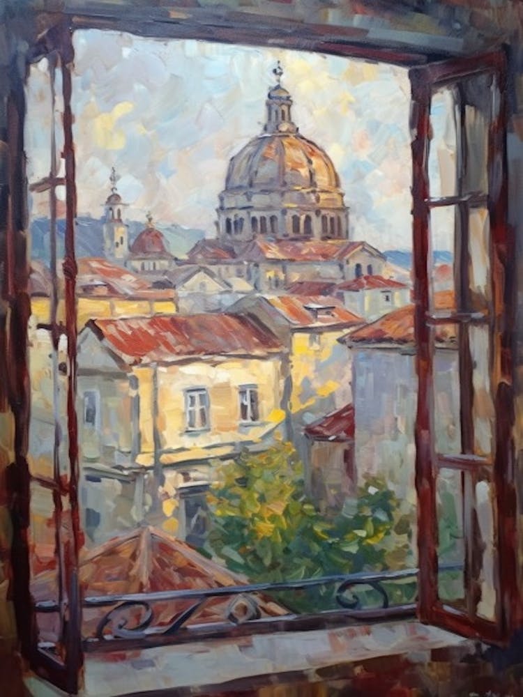 Window View Of Budapest Hungary Impressionism Style 2