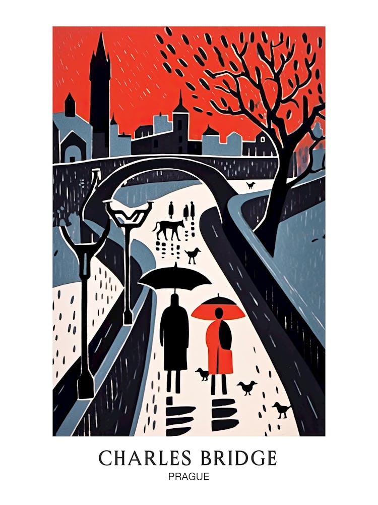 Karlsbrücke Prag Farbenfrohes 1 Reiseposter