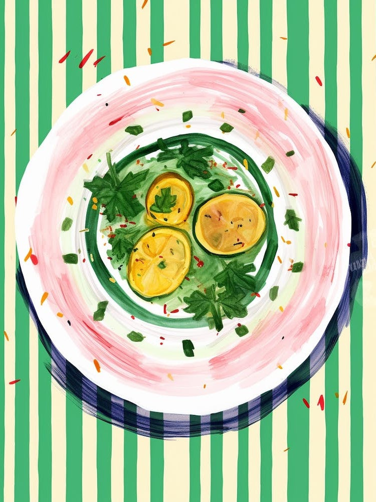 A Plate Of Bell Peppers, Top View Food Illustration 4