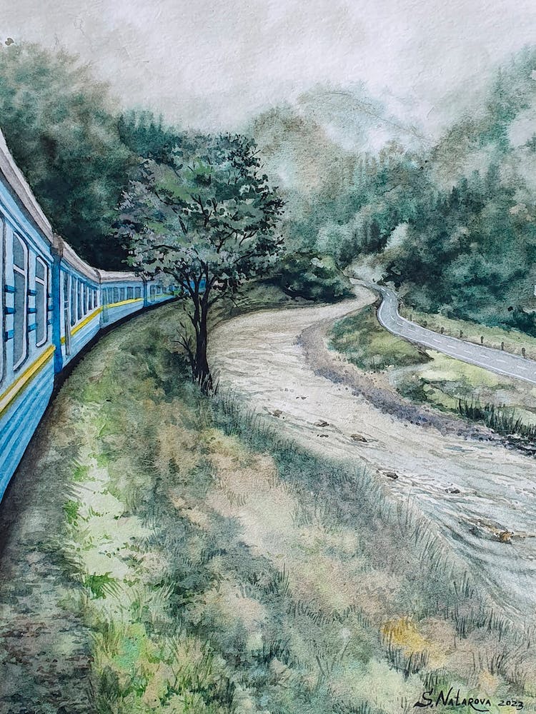 A Train On A Mountain Road